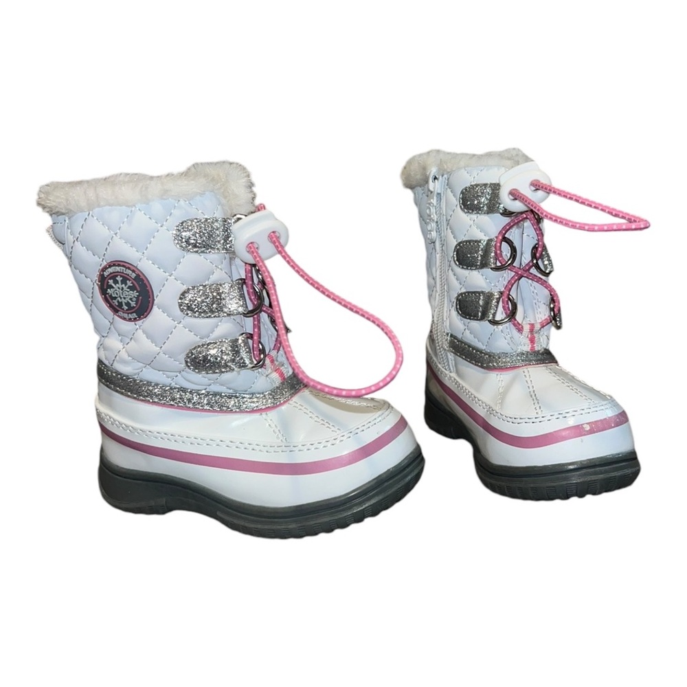 totes Bamba Toddler Girls' Waterproof Snow Boots Quilted White 6M EUC